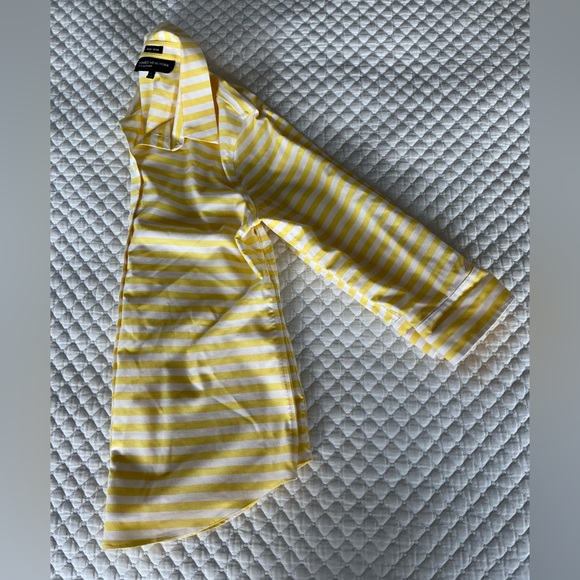 Jones New York Yellow and White Casual Button Down Shirt - Picture 9 of 12